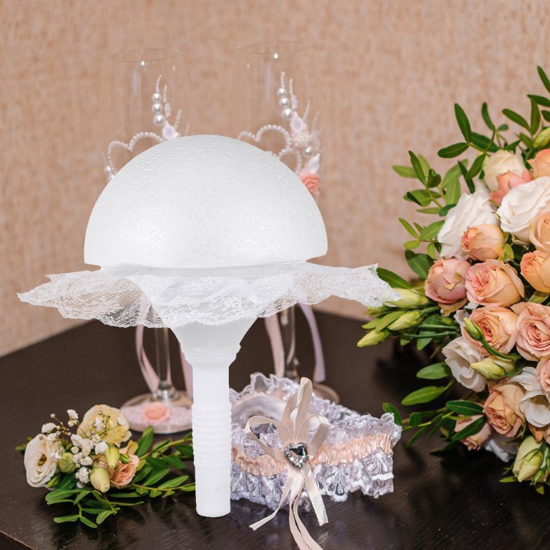 Bouquet Holder Foam - Sztuczny kwietnik, biały koronkowy kwietnik z